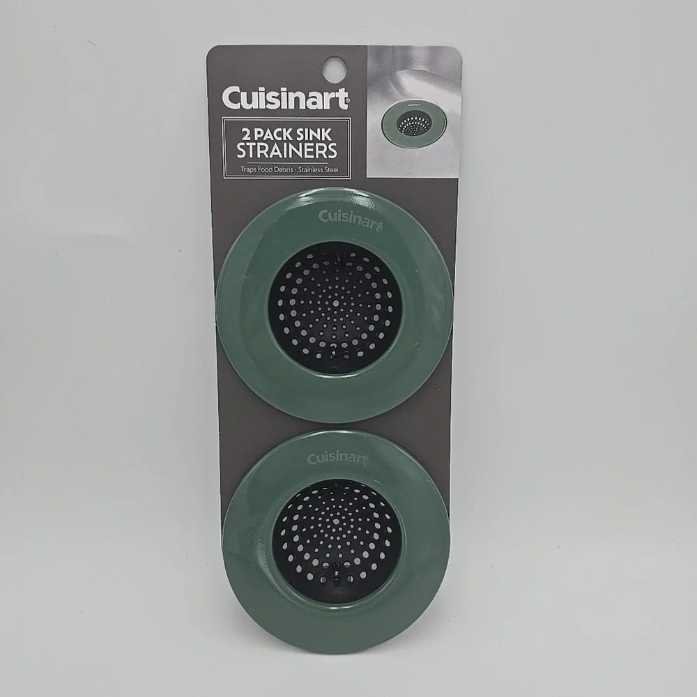 Cuisinart 2 Pack Sink Strainers Stainless Steel Green Traps Food Debris
